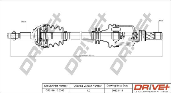 Dr!ve+ DP2110.10.0305 - Arbre de transmission cwaw.fr