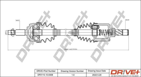 Dr!ve+ DP2110.10.0308 - Arbre de transmission cwaw.fr