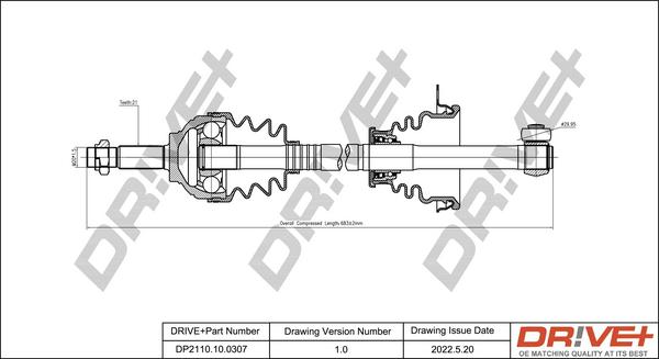 Dr!ve+ DP2110.10.0307 - Arbre de transmission cwaw.fr