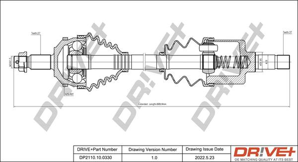 Dr!ve+ DP2110.10.0330 - Arbre de transmission cwaw.fr