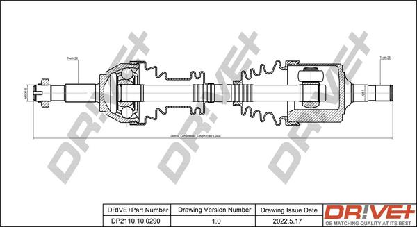 Dr!ve+ DP2110.10.0290 - Arbre de transmission cwaw.fr