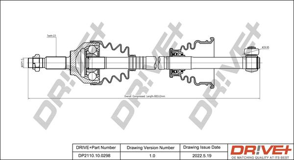 Dr!ve+ DP2110.10.0298 - Arbre de transmission cwaw.fr