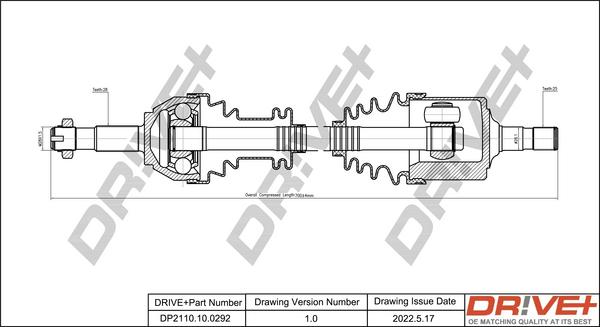 Dr!ve+ DP2110.10.0292 - Arbre de transmission cwaw.fr