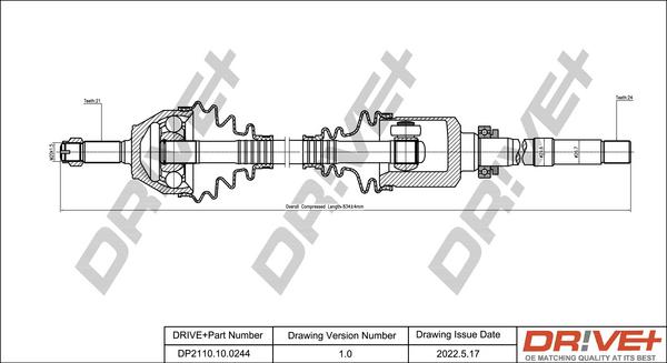 Dr!ve+ DP2110.10.0244 - Arbre de transmission cwaw.fr