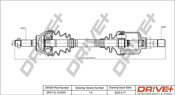 Dr!ve+ DP2110.10.0243 - Arbre de transmission cwaw.fr