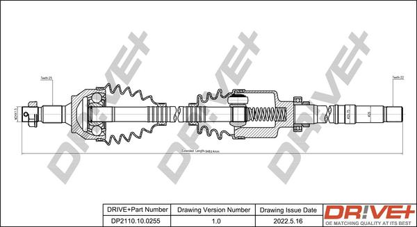 Dr!ve+ DP2110.10.0255 - Arbre de transmission cwaw.fr