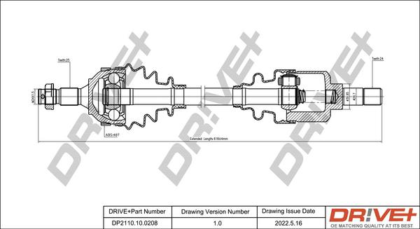 Dr!ve+ DP2110.10.0208 - Arbre de transmission cwaw.fr