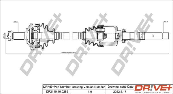 Dr!ve+ DP2110.10.0289 - Arbre de transmission cwaw.fr