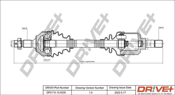 Dr!ve+ DP2110.10.0235 - Arbre de transmission cwaw.fr