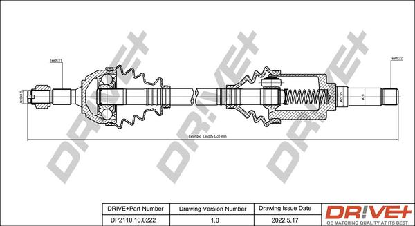 Dr!ve+ DP2110.10.0222 - Arbre de transmission cwaw.fr