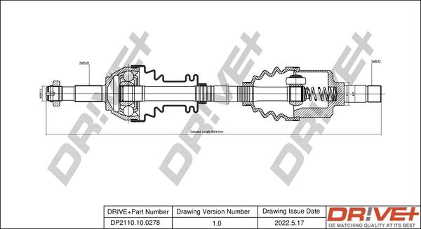 Dr!ve+ DP2110.10.0278 - Arbre de transmission cwaw.fr