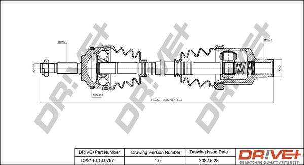 Dr!ve+ DP2110.10.0797 - Arbre de transmission cwaw.fr