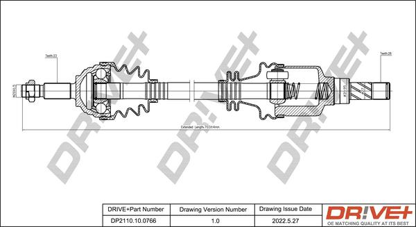 Dr!ve+ DP2110.10.0766 - Arbre de transmission cwaw.fr