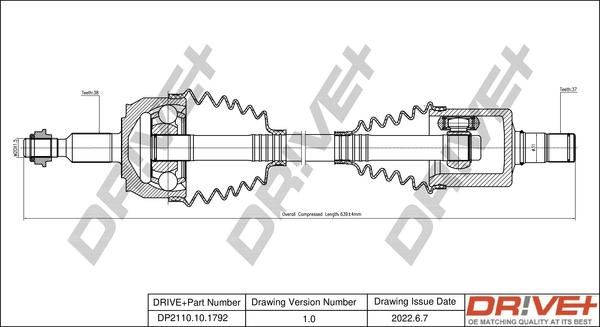 Dr!ve+ DP2110.10.1792 - Arbre de transmission cwaw.fr