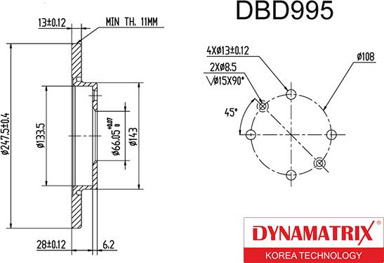 Dynamatrix DBD995 - Disque de frein cwaw.fr