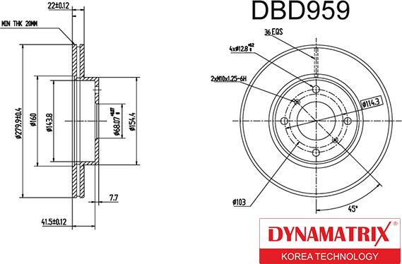 Dynamatrix DBD959 - Disque de frein cwaw.fr