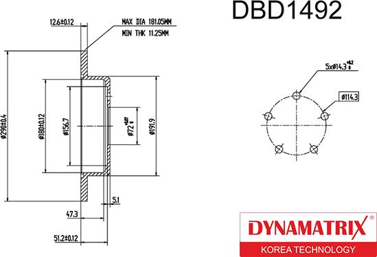 Dynamatrix DBD1492 - Disque de frein cwaw.fr