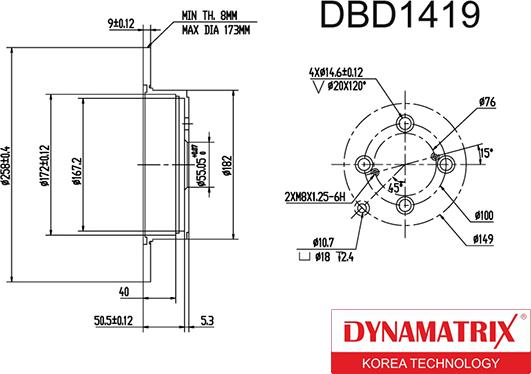 Dynamatrix DBD1419 - Disque de frein cwaw.fr