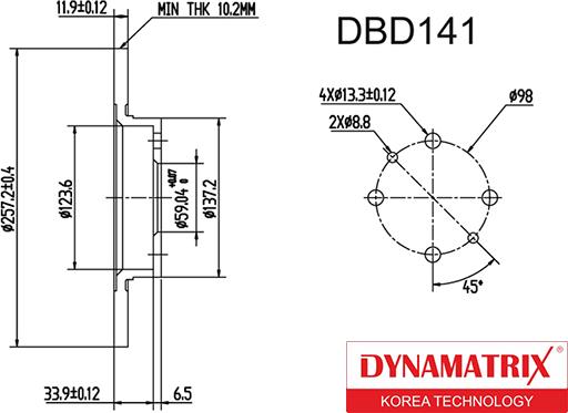 Dynamatrix DBD141 - Disque de frein cwaw.fr