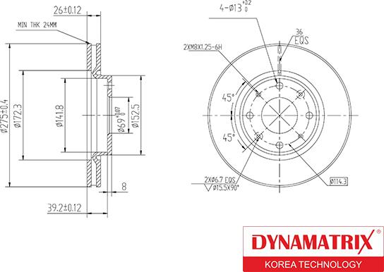 Dynamatrix DBD1528 - Disque de frein cwaw.fr