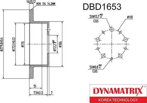 Dynamatrix DBD1653 - Disque de frein cwaw.fr