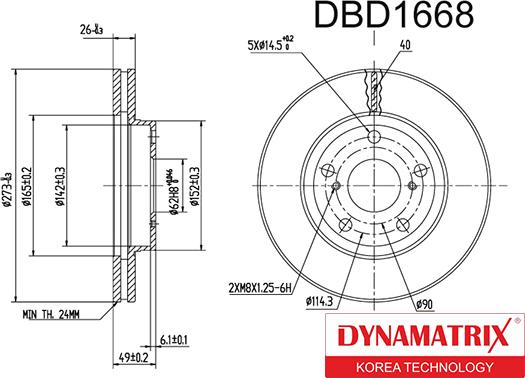 Dynamatrix DBD1668 - Disque de frein cwaw.fr