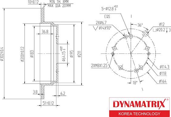 Dynamatrix DBD1608 - Disque de frein cwaw.fr