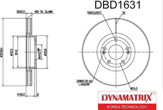 Dynamatrix DBD1631 - Disque de frein cwaw.fr