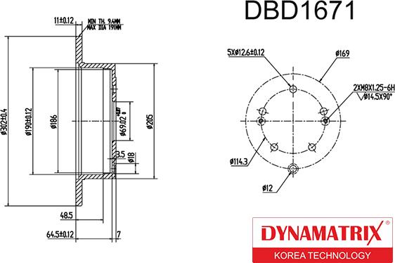 Dynamatrix DBD1671 - Disque de frein cwaw.fr