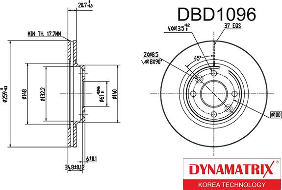 Dynamatrix DBD1096 - Disque de frein cwaw.fr