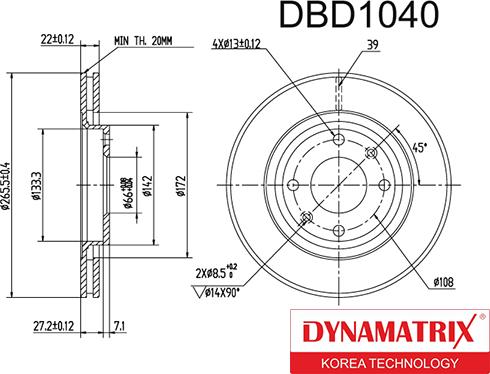 Dynamatrix DBD1040 - Disque de frein cwaw.fr