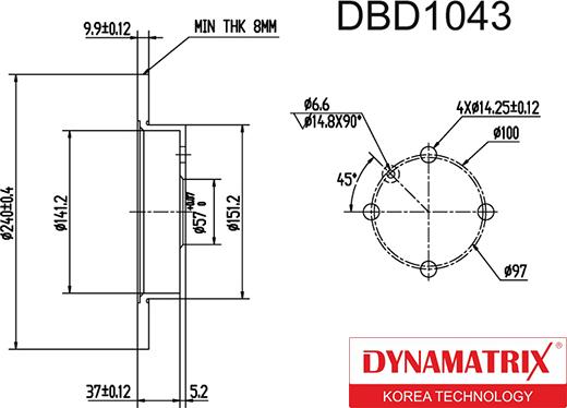 Dynamatrix DBD1043 - Disque de frein cwaw.fr