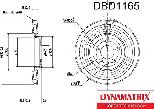 Dynamatrix DBD1165 - Disque de frein cwaw.fr