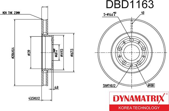 Dynamatrix DBD1163 - Disque de frein cwaw.fr