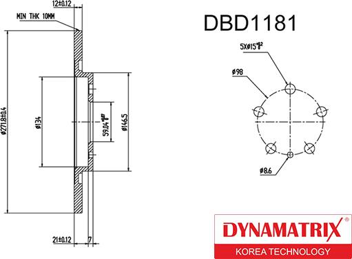 Dynamatrix DBD1181 - Disque de frein cwaw.fr