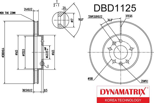 Dynamatrix DBD1125 - Disque de frein cwaw.fr