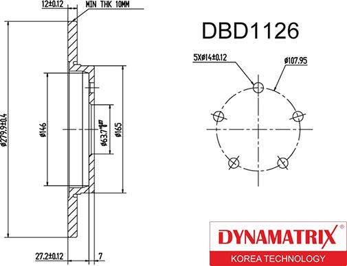 Dynamatrix DBD1126 - Disque de frein cwaw.fr