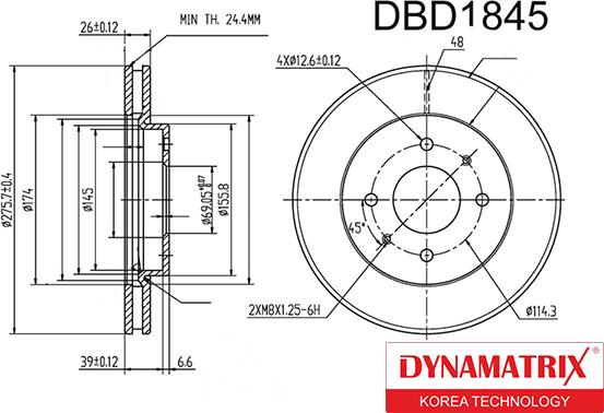 Dynamatrix DBD1845 - Disque de frein cwaw.fr