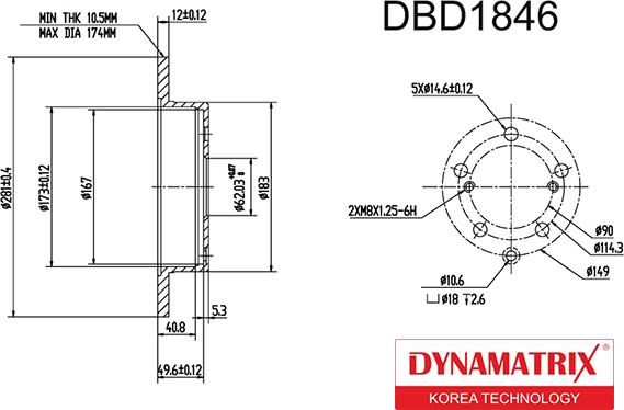 Dynamatrix DBD1846 - Disque de frein cwaw.fr