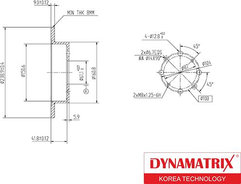 Dynamatrix DBD1358 - Disque de frein cwaw.fr