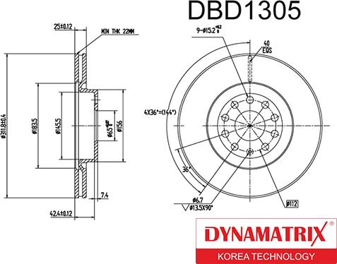 Dynamatrix DBD1305 - Disque de frein cwaw.fr