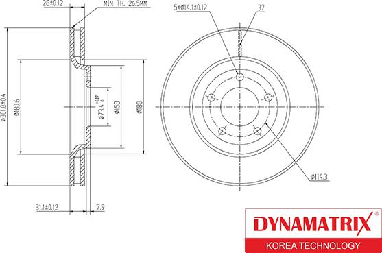 Dynamatrix DBD1372 - Disque de frein cwaw.fr