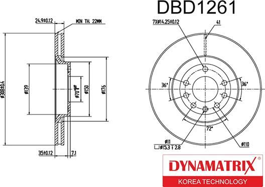 Dynamatrix DBD1261 - Disque de frein cwaw.fr