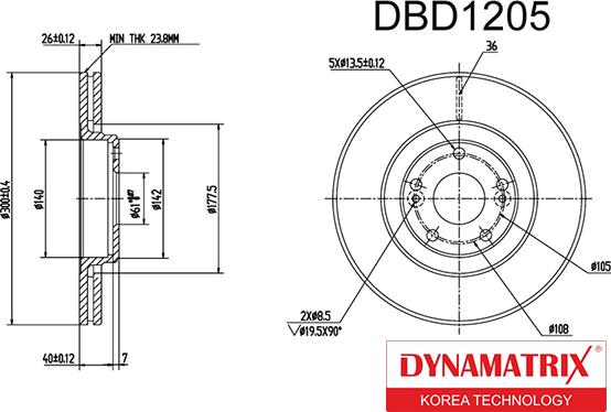 Dynamatrix DBD1205 - Disque de frein cwaw.fr