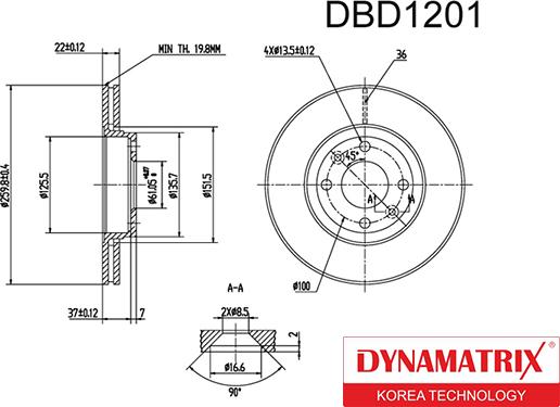 Dynamatrix DBD1201 - Disque de frein cwaw.fr