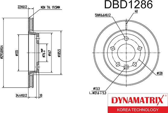 Dynamatrix DBD1286 - Disque de frein cwaw.fr