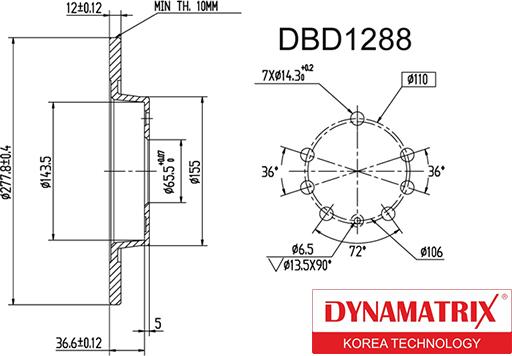 Dynamatrix DBD1288 - Disque de frein cwaw.fr