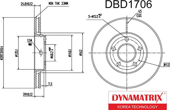 Dynamatrix DBD1706 - Disque de frein cwaw.fr