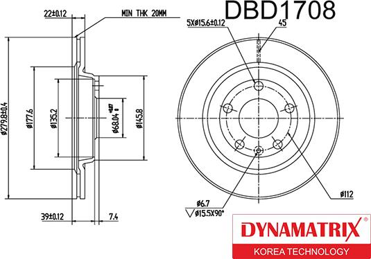 Dynamatrix DBD1708 - Disque de frein cwaw.fr