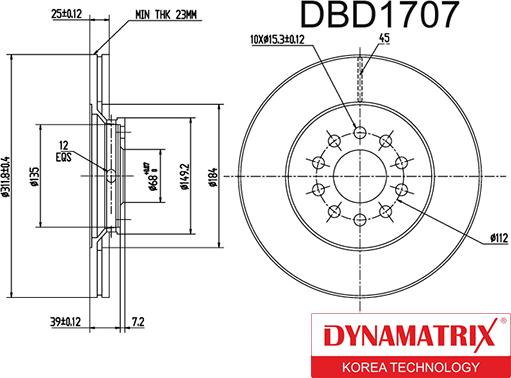 Dynamatrix DBD1707 - Disque de frein cwaw.fr